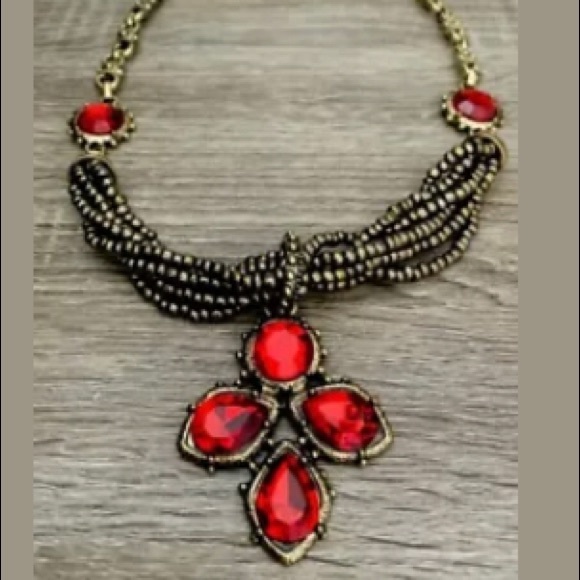Oscar De La Renta unsigned red drop necklace - Picture 1 of 6